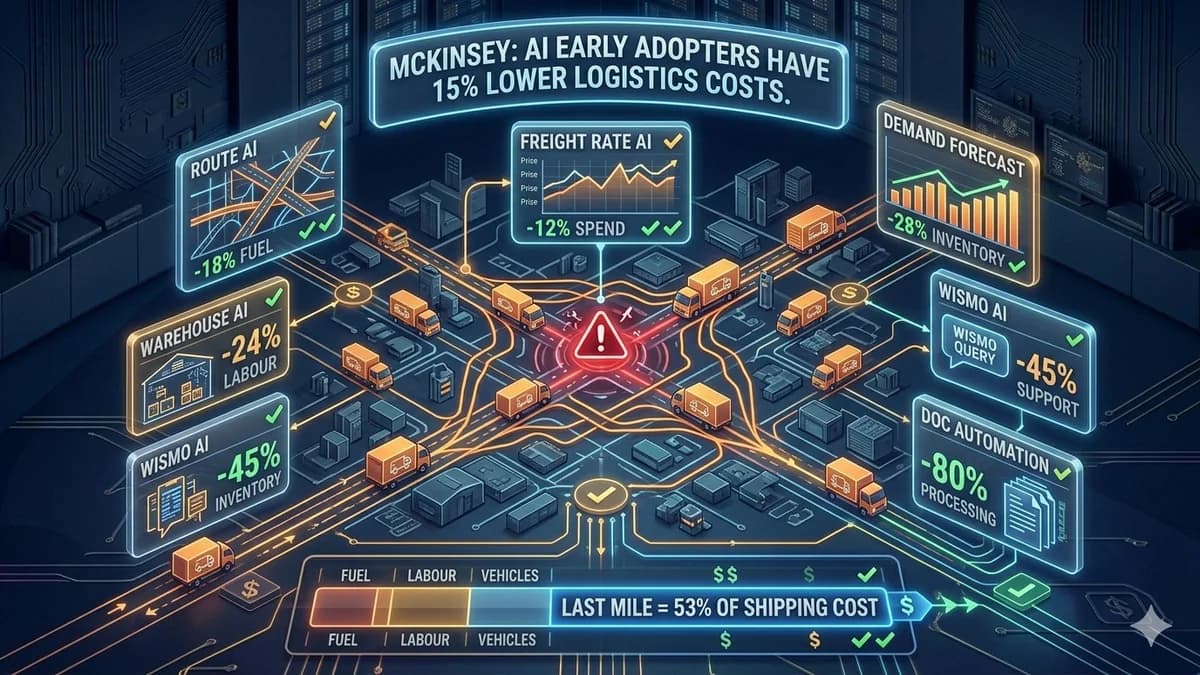 AI in logistics — cutting freight and delivery costs with route optimisation, warehouse automation, and WISMO AI in 2026