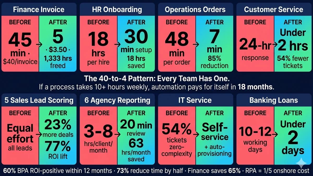 From 40 hours to 4 — real business process automation case studies with before and after results