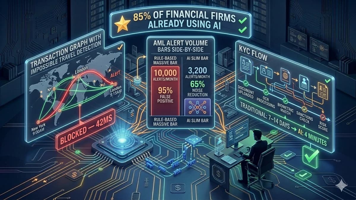 AI in finance — fraud detection, AML compliance, KYC, and customer onboarding automation for fintech in 2026