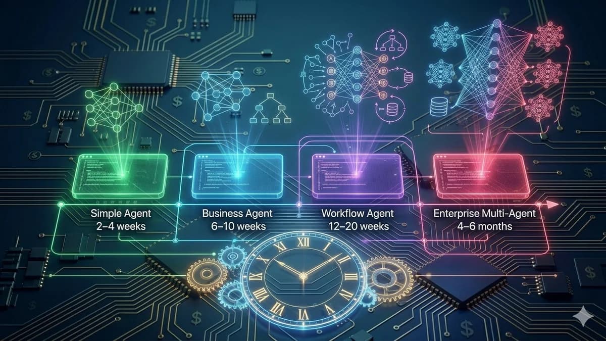 AI agent development timeline breakdown by complexity 2026