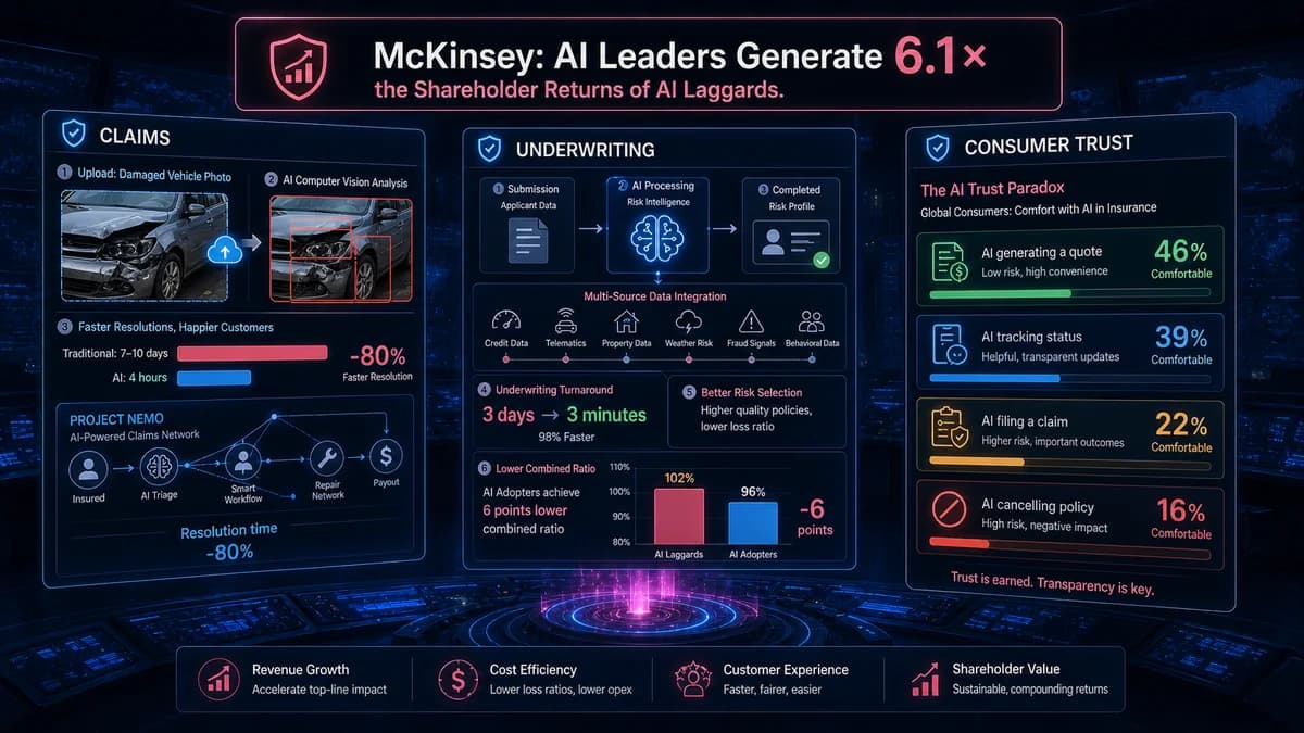 AI in insurance — claims automation, AI underwriting, FNOL chatbots, computer vision damage assessment, and customer service AI for carriers in 2026