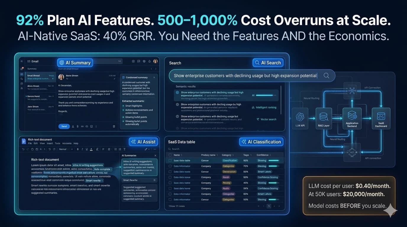 SaaS development with AI features — LLM API selection, RAG architecture, cost control, and build sequence 2026